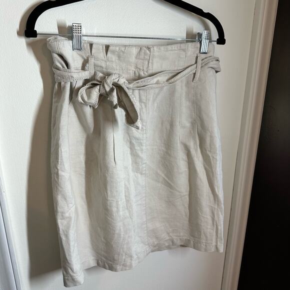Ann Taylor Tan Linen Blend Belted Mini Skirt NWT Size 8 - Picture 2 of 7
